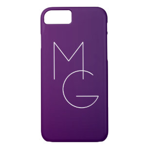 Modern 2 Initials Deep Purple Subtle Ombre iPhone 8/7 Case