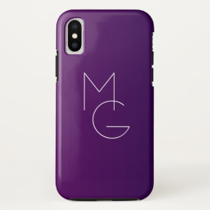 Modern 2 Initials Deep Purple Subtle Ombre iPhone X Case