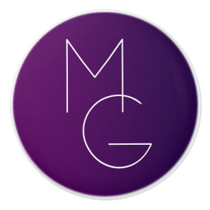 Modern 2 Initials   Deep Purple Subtle Ombre Ceramic Knob