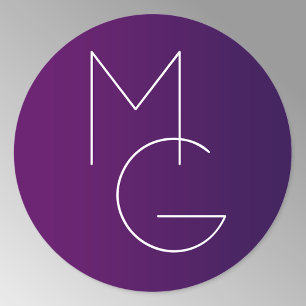 Modern 2 Initials   Deep Purple Subtle Ombre Classic Round Sticker