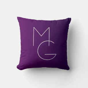 Modern 2 Initials Deep Purple Subtle Ombre Cushion