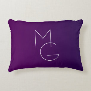 Modern 2 Initials Deep Purple Subtle Ombre Decorative Cushion