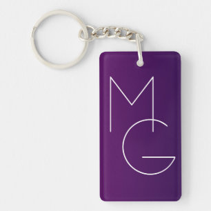 Modern 2 Initials   Deep Purple Subtle Ombre Key Ring