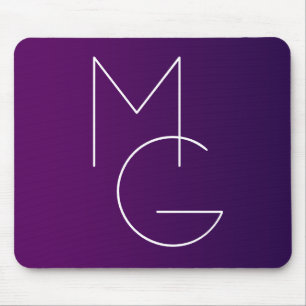 Modern 2 Initials Deep Purple Subtle Ombre Mouse Mat