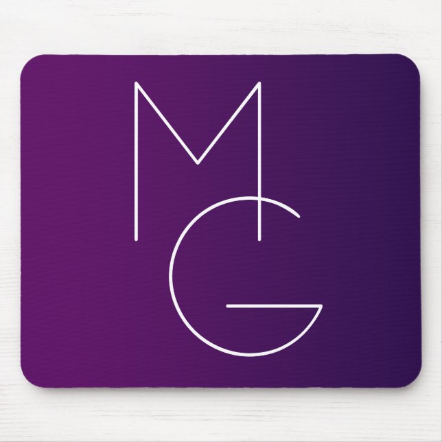 Modern 2 Initials | Deep Purple Subtle Ombre Mouse Mat (Front)