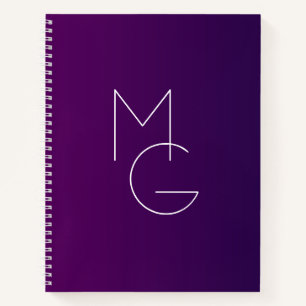 Modern 2 Initials Deep Purple Subtle Ombre Notebook