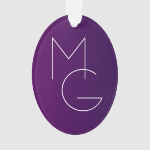 Modern 2 Initials   Deep Purple Subtle Ombre Ornament