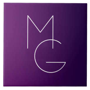 Modern 2 Initials   Deep Purple Subtle Ombre Tile