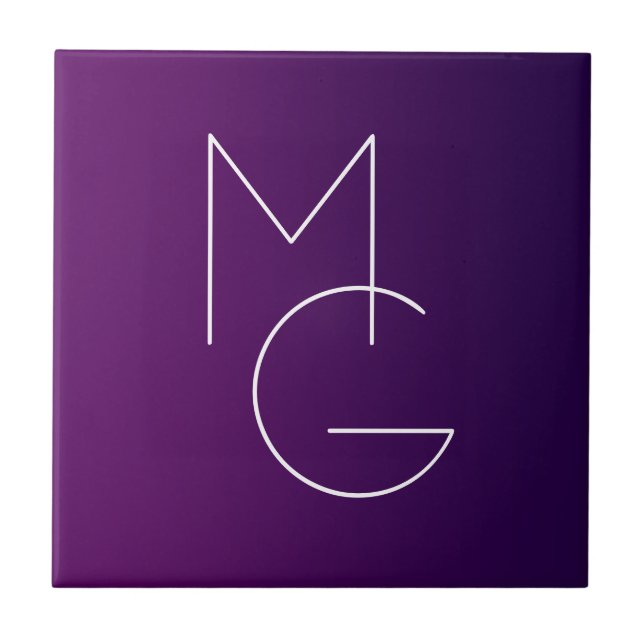 Modern 2 Initials | Deep Purple Subtle Ombre Tile (Front)