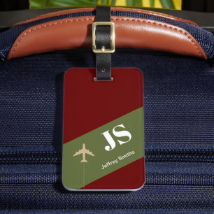 Modern 2-initials Monogram Aero Travel Luggage Tag