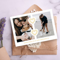 Modern 2 Multi Photos & 2 Lace Hearts White & Gold