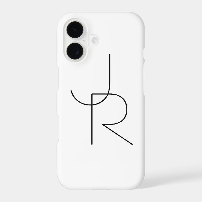 Modern 2 Overlapping Initials | Black on White (Back)