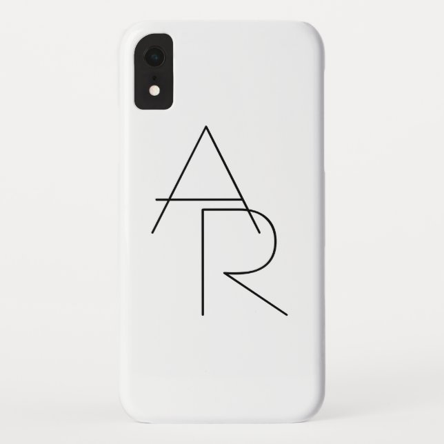 Modern 2 Overlapping Initials | Black on White Case-Mate iPhone Case (Back)