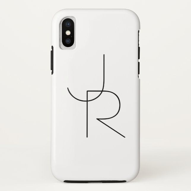 Modern 2 Overlapping Initials | Black on White Case-Mate iPhone Case (Back)