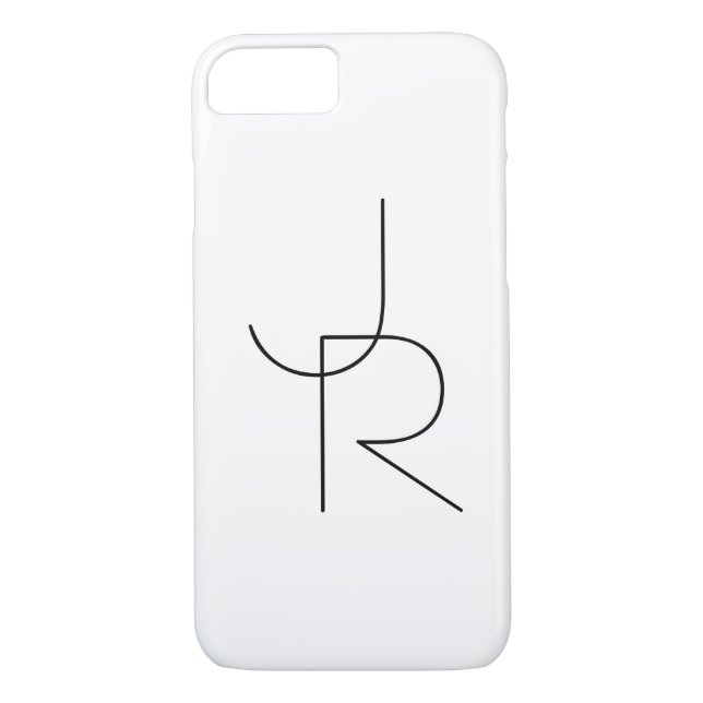 Modern 2 Overlapping Initials | Black on White Case-Mate iPhone Case (Back)