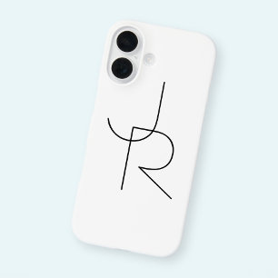 Modern 2 Overlapping Initials   Black on White iPhone 16 Case