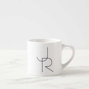 Modern 2 Overlapping Initials Black on White Espresso Cup