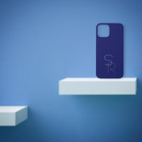 Modern 2 Overlapping Initials | Greys on Navy Blue