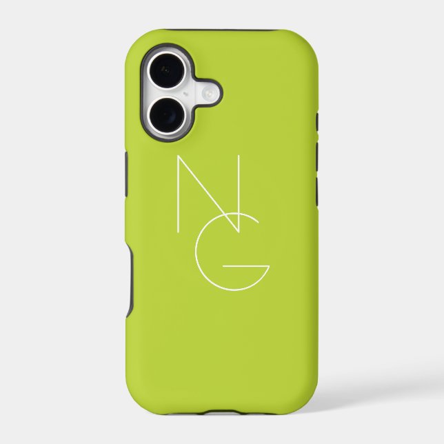Modern 2 Overlapping Initials | Lime Green (Back)