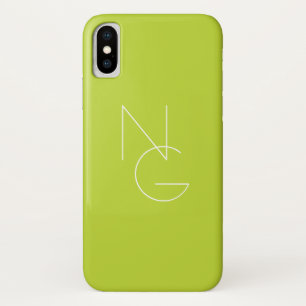 Modern 2 Overlapping Initials   Lime Green iPhone X Case