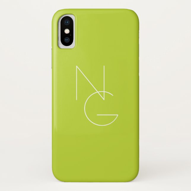 Modern 2 Overlapping Initials | Lime Green Case-Mate iPhone Case (Back)