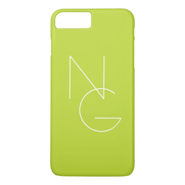 Modern 2 Overlapping Initials | Lime Green Case-Mate iPhone Case (Back)