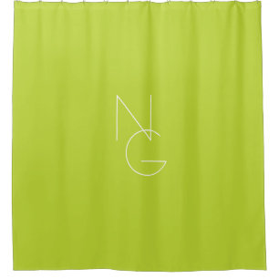 Modern 2 Overlapping Initials   Lime Green Shower Curtain