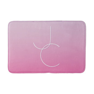 Modern 2 Overlapping Initials Pink Ombre Bath Mat