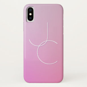 Modern 2 Overlapping Initials   Pink Ombre iPhone X Case