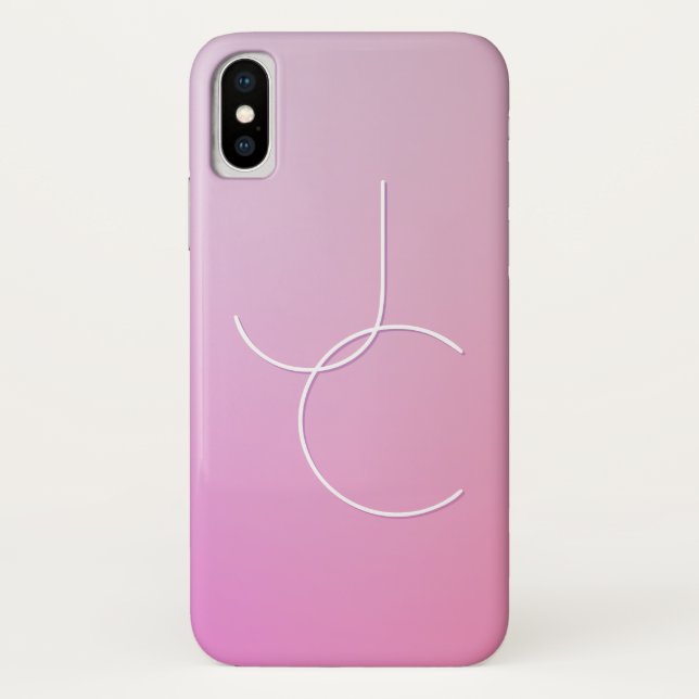 Modern 2 Overlapping Initials | Pink Ombre Case-Mate iPhone Case (Back)