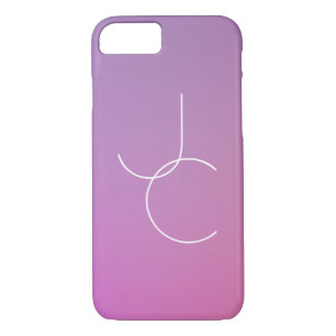 Modern 2 Overlapping Initials Pink Ombre iPhone 8/7 Case