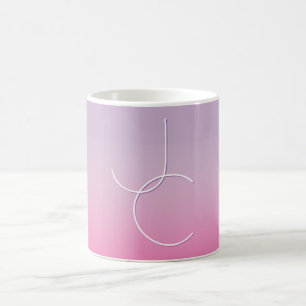 Modern 2 Overlapping Initials Pink Ombre Coffee Mug
