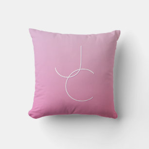 Modern 2 Overlapping Initials   Pink Ombre Cushion