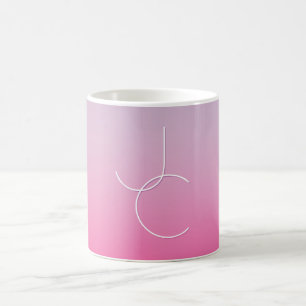 Modern 2 Overlapping Initials Pink Ombre Magic Mug