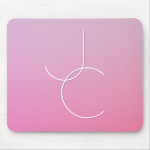 Modern 2 Overlapping Initials   Pink Ombre Mouse Mat