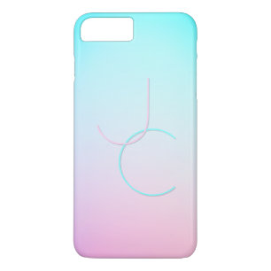 Modern 2 Overlapping Initials   Turquoise Pink iPhone 8 Plus/7 Plus Case