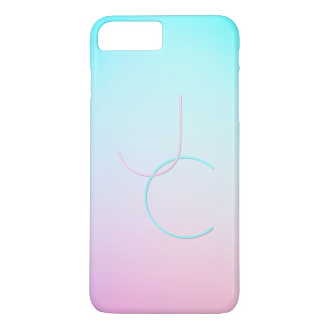 Modern 2 Overlapping Initials | Turquoise Pink Case-Mate iPhone Case (Back)