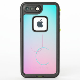 Modern 2 Overlapping Initials Turquoise Pink