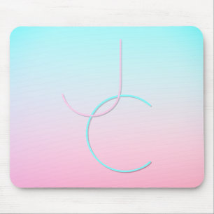 Modern 2 Overlapping Initials   Turquoise Pink Mouse Mat
