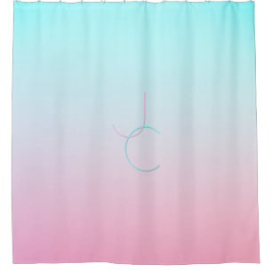 Modern 2 Overlapping Initials Turquoise Pink Shower Curtain