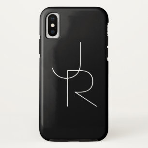 Modern 2 Overlapping Initials White on Black iPhone X Case
