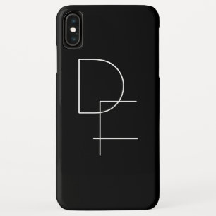 Modern 2 Overlapping Initials   White on Black iPhone XS Max Case