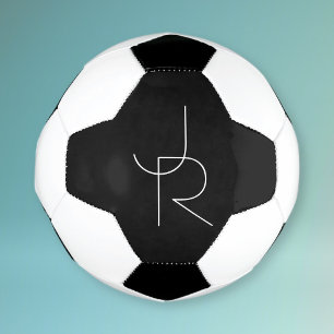 Modern 2 Overlapping Initials   White on Black Football
