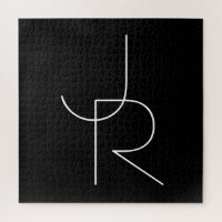 Modern 2 Overlapping Initials | White on Black