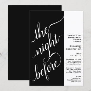Modern 2 Pane Wedding Rehearsal Dinner Black Invitation