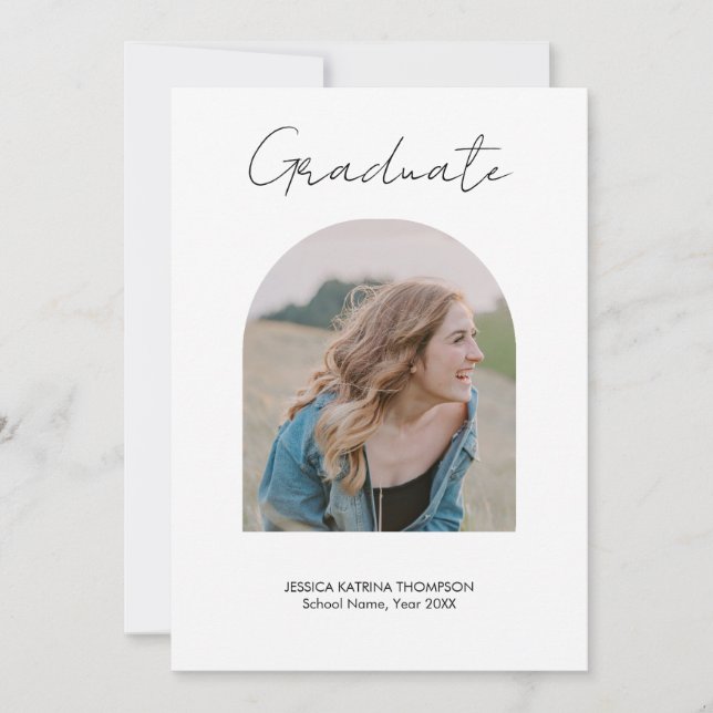 Modern 2 Photo Arch Graduation Announcement (Front)