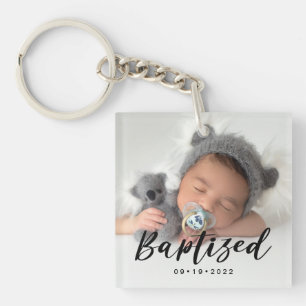 Modern 2 Photo Baptized Key Ring
