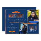 Modern 2 Photo Blue & Orange Graduate Announcement
