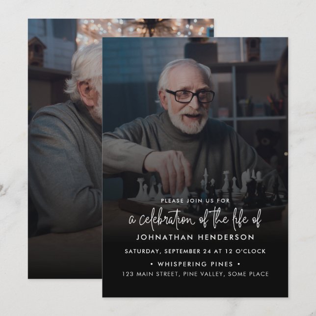 Modern 2-Photo Celebration of Life Invitation (Front/Back)