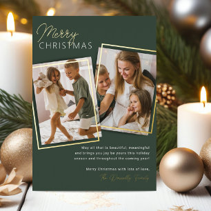 Modern 2 Photo Christmas Foil Holiday Card